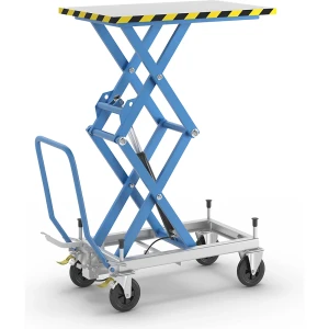 eurokraft pro Carro com plataforma de elevação de tesoura dupla , capacidade de carga 500 kg, amplitude de elevação 510 - 1800 mm, pneus de borracha