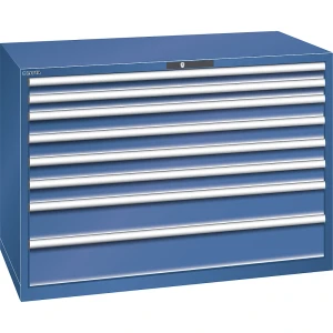 LISTA Schubladenschrank, Stahlblech, HxB 1000 x 1431 mm, 8 Schubladen, Tragkraft 200 kg, enzianblau
