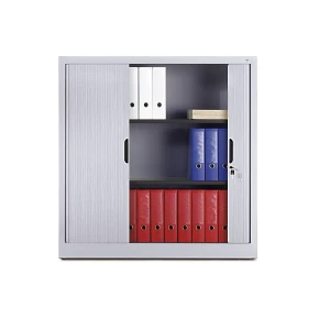 C+P Armário de persianas com persiana horizontal , AxLxP 1230 x 1200 x 420 mm, 2 prateleiras, 3 alturas de pastas, cinza alumínio, Armário de