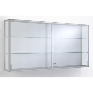 eurokraft pro Vitrine, Ausführung Wandvitrine, Breite 2020 mm, 2 Schiebetüren