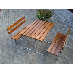 Gruppensitzbank, Tisch und 2 Sitzbänke, Länge 1000 mm, braun kaiserkraft