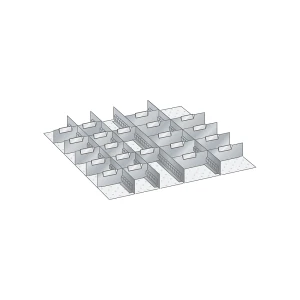 LISTA Schubladeneinteilungsmaterial-Set, 4 Schlitzwände und 21 Trennbleche, 25-teilig, für Fronthöhe 50 mm