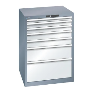 LISTA Schubladenschrank, Stahlblech, HxB 1000 x 717 mm, 7 Schubladen, grau metallic / lichtgrau