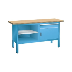 LISTA Bancada de trabalho, estrutura modular , 1 gaveta, 1 porta, 3 prateleiras, corpo em azul claro, frente em azul claro, Bancada de trabalho,