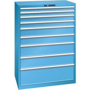 LISTA Schubladenschrank, 9 Schubladen, BxTxH 1023 x 725 x 1450 mm, lichtblau