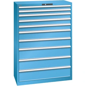 LISTA Schubladenschrank, 10 Schubladen, BxTxH 1023 x 725 x 1450 mm, lichtblau