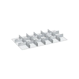 LISTA Schubladeneinteilungsset, 5 Schlitzwände, 12 Trennbleche, 17-teilig, für Fronthöhe 75 mm