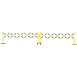 CrashStop Grade em tesoura , base em aço e rodas, amarelo / preto, comprimento máx. 4000 mm, Grade em tesoura, base em aço e rodas, amarelo / preto,