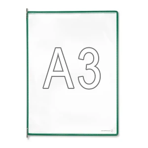 Tarifold Quadro transparente , UE de 10 unid., para A3, verde, Quadro transparente, UE de 10 unid., para A3, verde. Em película resistente,