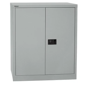 BISLEY UNIVERSAL Flügeltürenschrank, HxBxT 1000 x 914 x 400 mm, 1 Fachboden, 2 Ordnerhöhen, silber