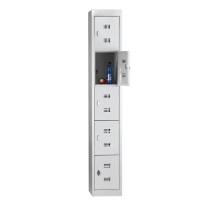 Wolf 5er-Schließfachschrank Hamburg, 1 Abteil, 5 Fächer, Höhe 320 mm, Breite 300 mm, Grundelement, lichtgrau / lichtgrau