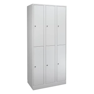 Wolf Doppelstock-Spind Komfort, 3 Abteile, lichtgrau, Breite 900 mm