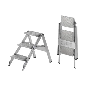 Alu-Klapptreppe, Stufen Aluminium geriffelt, ohne Sicherheitsbügel, 3 Stufen kaiserkraft