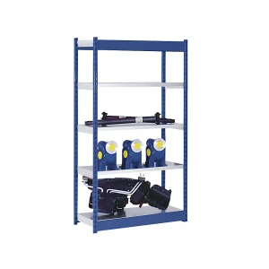 hofe Stabil-Steckregal, einseitig, Regalhöhe 2000 mm, blau/verzinkt, Bodenbreite 1025 mm, Grundregal, Breite x Tiefe 1025 x 400 mm