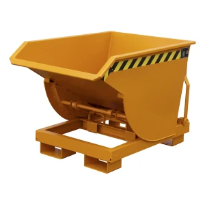 eurokraft pro Kippbehälter, schmale Ausführung, Volumen 0,3 m³, Traglast 1500 kg, orange RAL 2000