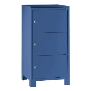 Wolf Werkzeugschrank mit Füßen, HxBxT 1000 x 500 x 500 mm, 3 verschließbare Fächer, brillantblau RAL 5007