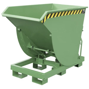 eurokraft pro Kippbehälter, schmale Ausführung, Volumen 1,0 m³, Traglast 3000 kg, resedagrün RAL 6011
