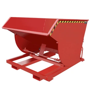 eurokraft pro Kippbehälter, schmale Ausführung, Volumen 1,5 m³, Traglast 3000 kg, rot RAL 3000