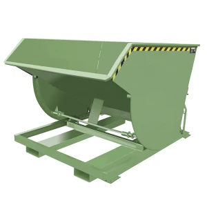 eurokraft pro Kippbehälter, schmale Ausführung, Volumen 1,5 m³, Traglast 3000 kg, resedagrün RAL 6011