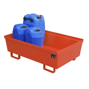 eurokraft pro Stahl-Auffangwanne mit Randprofilierung, LxBxH 1200 x 800 x 415 mm, ohne Rost, rot RAL 3000