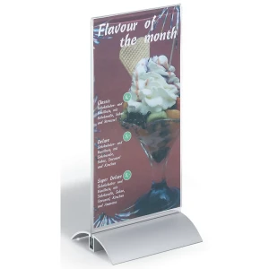 DURABLE Tischaufsteller, Acryl mit Aluminiumfuß, 1/3 DIN A4, HxBxT 237 x 107 x 85 mm, VE 6 Stk