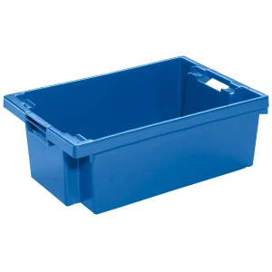 kaiserkraft Recipiente empilhável giratório em HDPE, volume 32 l, paredes e fundo fechados, azul, Recipiente empilhável giratório em HDPE, volume 32