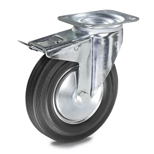 Proroll Vollgummi-Reifen, Rad-Ø x Breite 80 x 25 mm, Lenkrolle mit Doppelstopp
