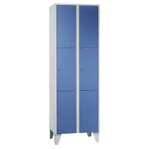 Wolf 3er-Schließfachschrank München, 2 Abteile, Breite 600 mm, taubenblau