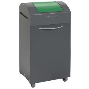 kaiserkraft Coletor de materiais recicláveis, autoextintor, LxP 380 x 320 mm, capacidade 60 l, inserção em verde trânsito, Coletor de materiais