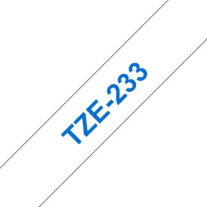 Tape 12mm TZe-233 blÃ¥ pÃ¥ vit
