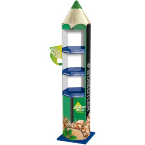 upcycled wood pencil tower display