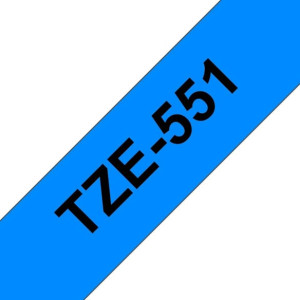 Tape 24mm TZe-551 svart pÃ¥ blÃ¥