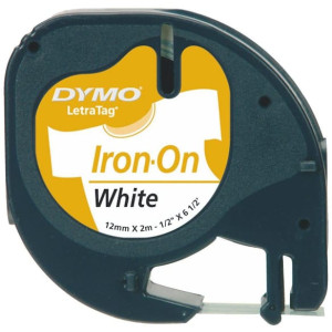 MÃ¤rkband Dymo LetraTag Strykbar (Iron-On), svart/vit, 12mm