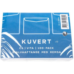 Kuvert konsument C6 80g remsa vit 100/fp