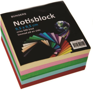 Notisblock limmad 95x95mm fÃ¤rg 10st