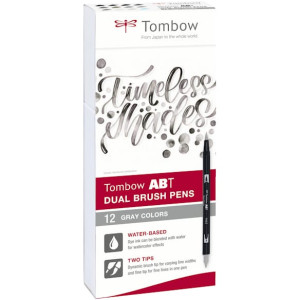 Tombow ABT Dual Brush 12P-3 GrÃ¥ skala (12)