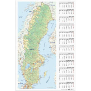 VÃ¤ggblad Sverigekarta 2027