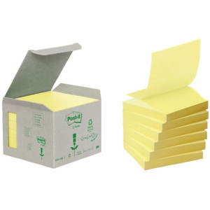 Notes POST-IT Z-block 76x76mm gul 6/fp