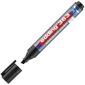 Whiteboardpenna EDDING 363 Svart, torksÃ¤ker, sned, 10st 10st