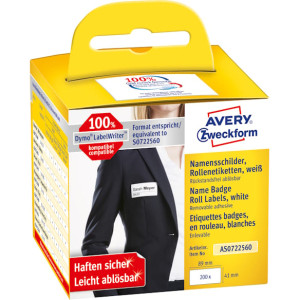Namnskylt AVERY 41x89mm 200/fp