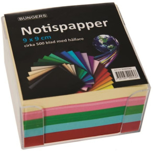 Notisbox 90x90mm, 500ark sorterade fÃ¤rger 10st