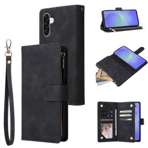 SKALO Samsung A36 5G Zipper PU-Nahka Lompakkokotelo - Musta