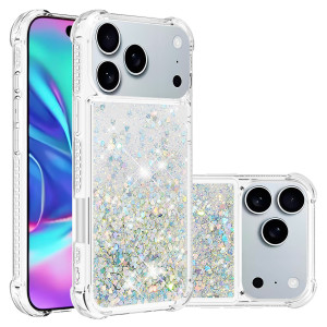 Apple SKALO iPhone 17 Pro Max Kvartsihiekka Kimalle Suojakuori - Hopea