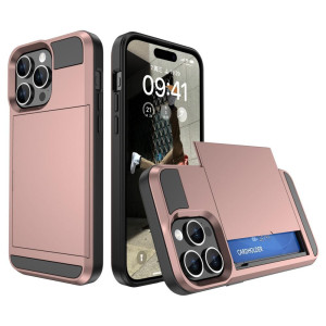 Apple SKALO iPhone 15 Armor Suojakuori korttikotelo - Ruusukulta