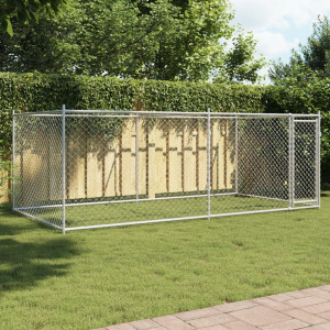 vidaXL Koiranhäkki ovella harmaa 4x2x1,5 m galvanoitu teräs