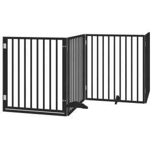vidaXL Koiraportti kokoontaittuva 4 paneelia musta 320 cm poppelipuu