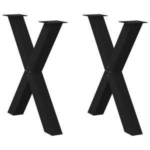vidaXL Ruokapöydän jalat X-muotoiset 2 kpl musta 80x(72-73) cm teräs