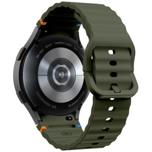 KALEBOL Samsung Galaxy Watch7 44mm 40mm / Watch FE 40mm silikoninen kellonauha aaltomuotoinen rannehihna - Armeijan Vihreä