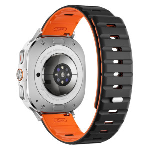 Samsung Galaxy Watch Ultra 47mm korvaava hihna silikoni kellohihna magneettinen painike - Musta / Oranssi / Hopea