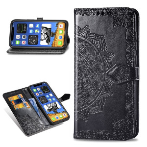 Apple Mandala iPhone 12 Mini nahkakotelo - Musta